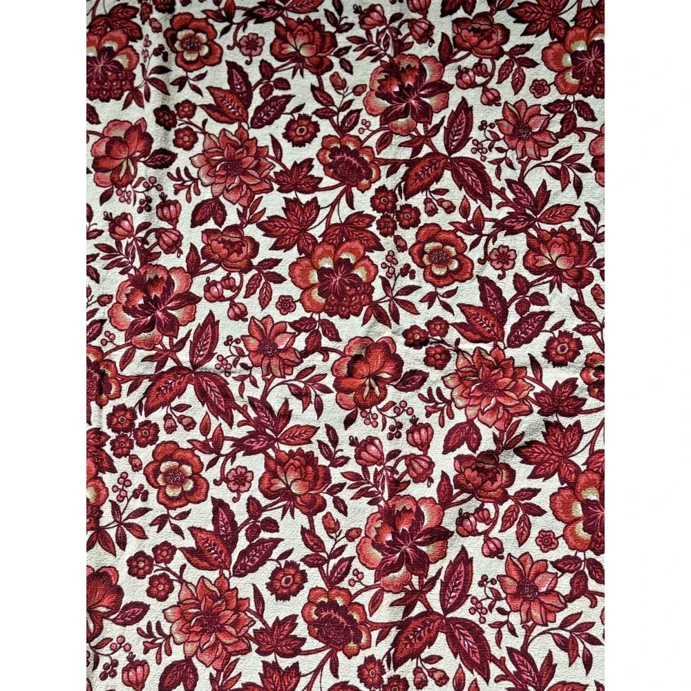 1950 60s VTG House N Home Barkcloth Fabric 3.65 Yds Red Floral Cottagecore Decor